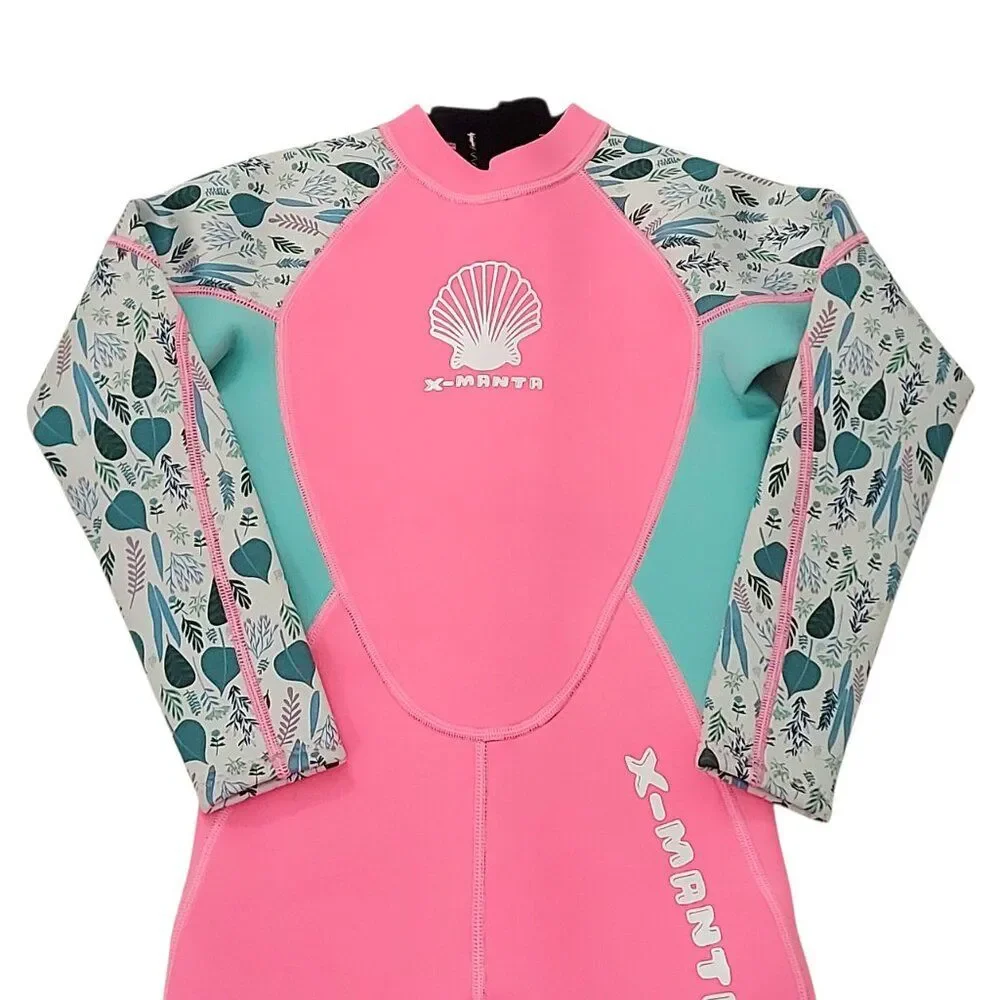 X Manta Wetsuit Girls XXL/8 Pink Neoprene Back Zip Full Surfing Diving Swimming